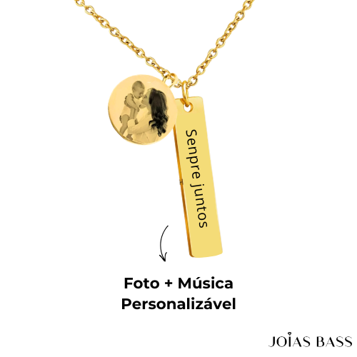 Colar Placa - Foto + Escrita Personalizável