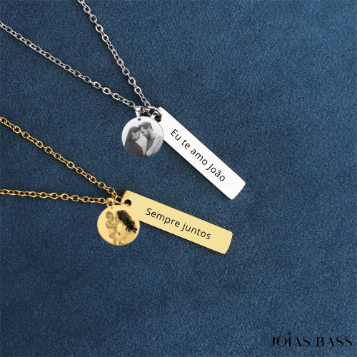 Colar Placa - Foto + Escrita Personalizável