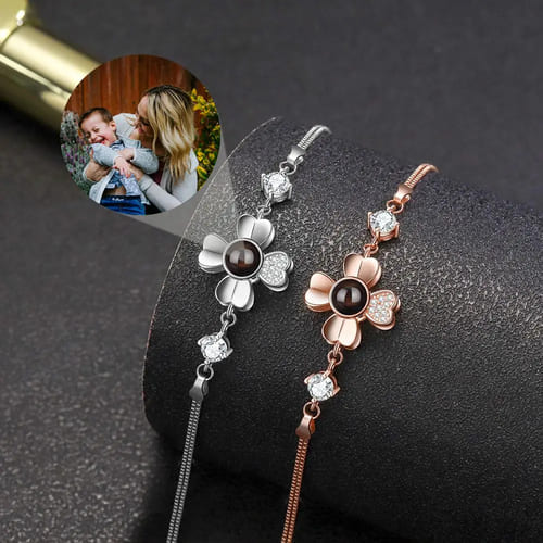 Pulseira Trevo de Quatro Folhas - Foto Personalizável