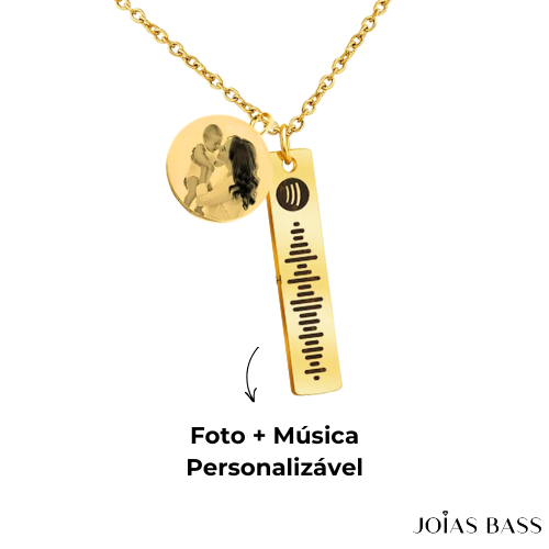 Colar Placa Spotify - Foto + Música Personalizável