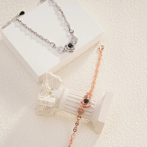 Pulseira Coração Brilhante - Foto Personalizável