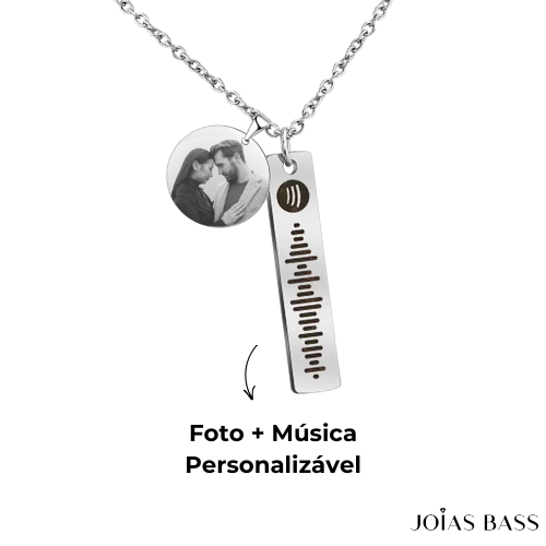 Colar Placa Spotify - Foto + Música Personalizável