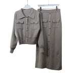 Blazer de Viscose e Saia Longa Vintage