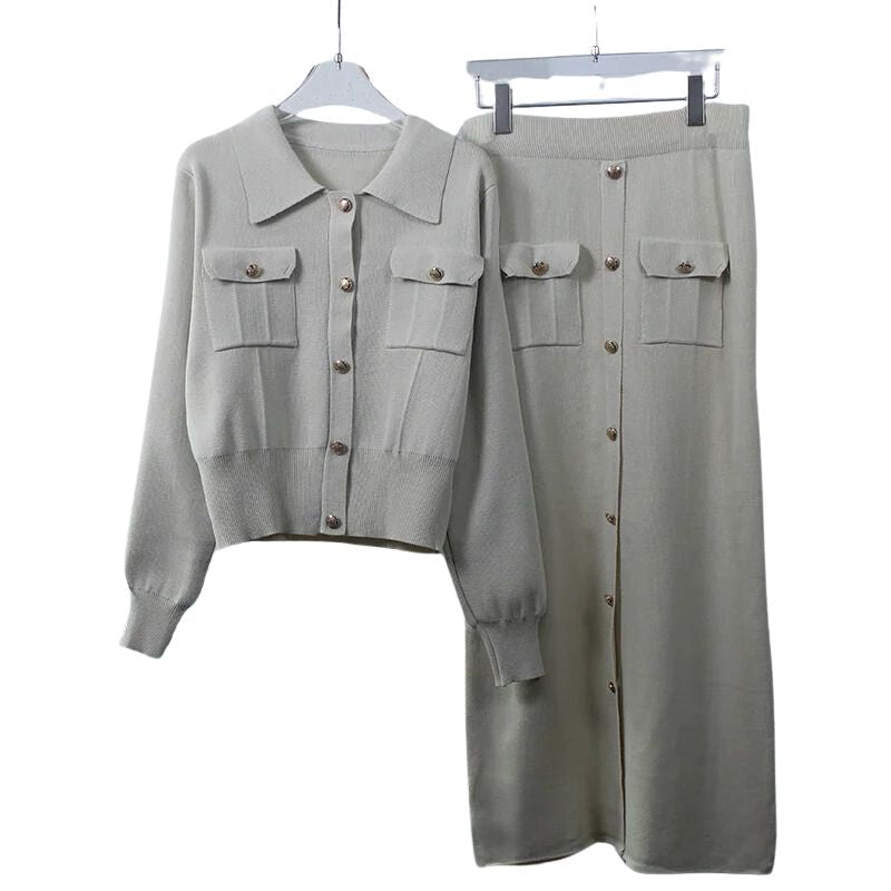 Blazer de Viscose e Saia Longa Vintage