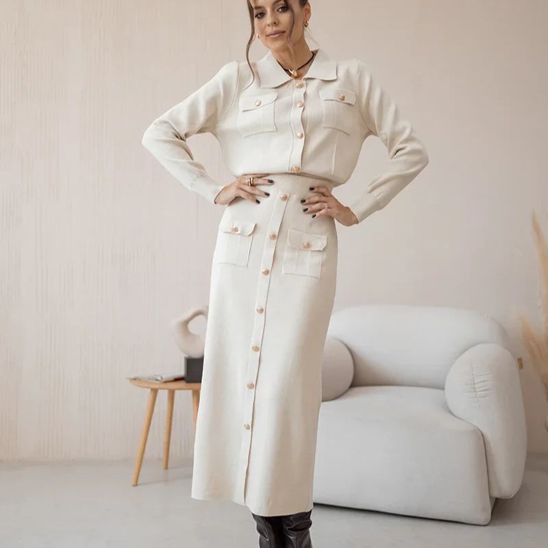 Blazer de Viscose e Saia Longa Vintage