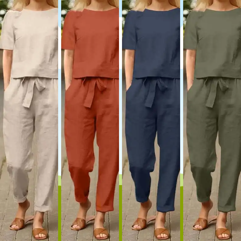 Conjunto Blusa e Calça em Algodão