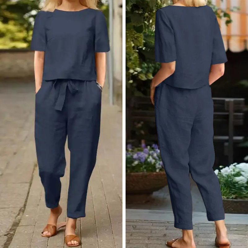 Conjunto Blusa e Calça em Algodão