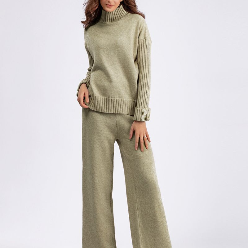 Conjunto Suéter Manga Longa e Calça Cintura de Elástico