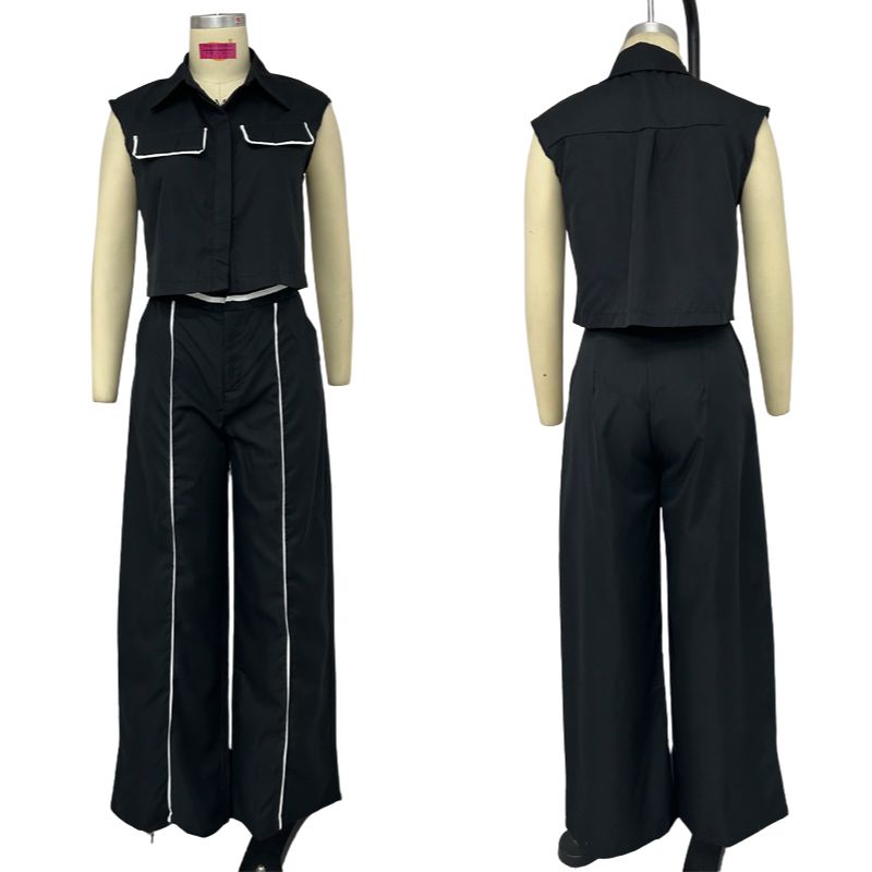 Conjunto Feminino Polo Sem Manga e Calça Cintura Média