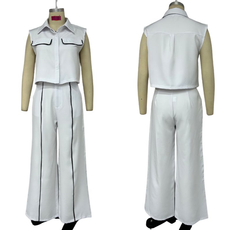 Conjunto Feminino Polo Sem Manga e Calça Cintura Média