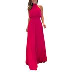 Macacão Feminino Sem Manga Acinturado Plissado