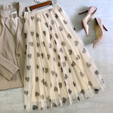 Saia Midi de Tule Plissada Coração