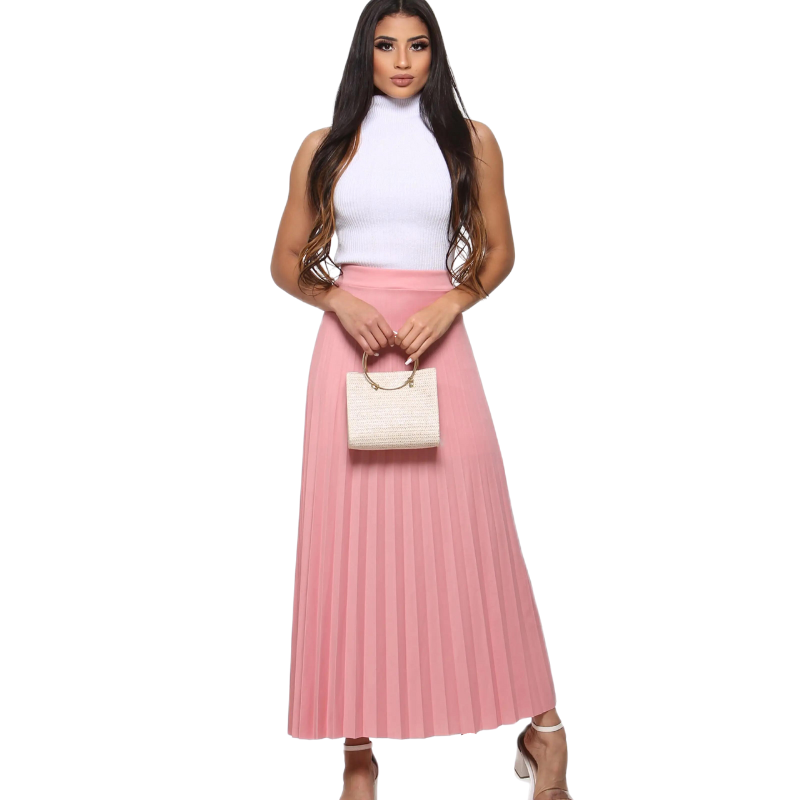 Saia Plissada Longa Lisa