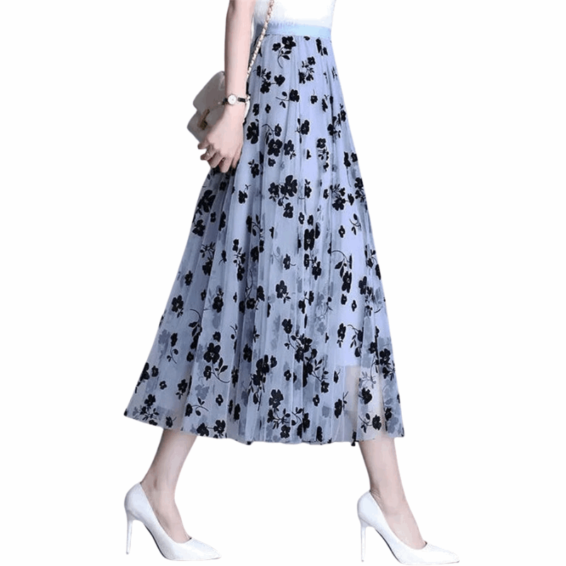 Saia de Tule Floral Midi