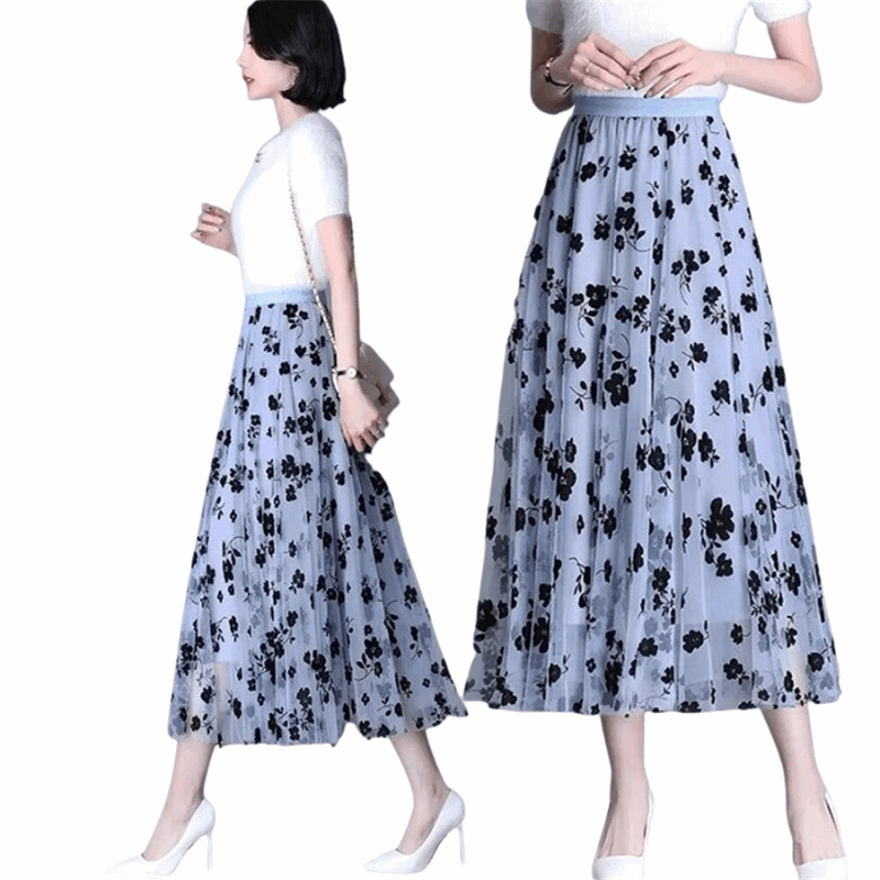 Saia de Tule Floral Midi